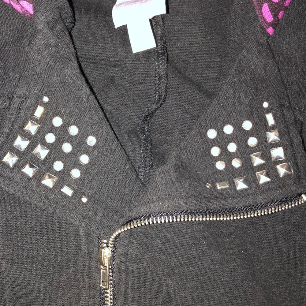DISNEY D-SIGNED | GILRS COLORBLOCK STUDDED HOODED ANIMAL PRINT ZIP UP JACKET - Picture 5 of 8